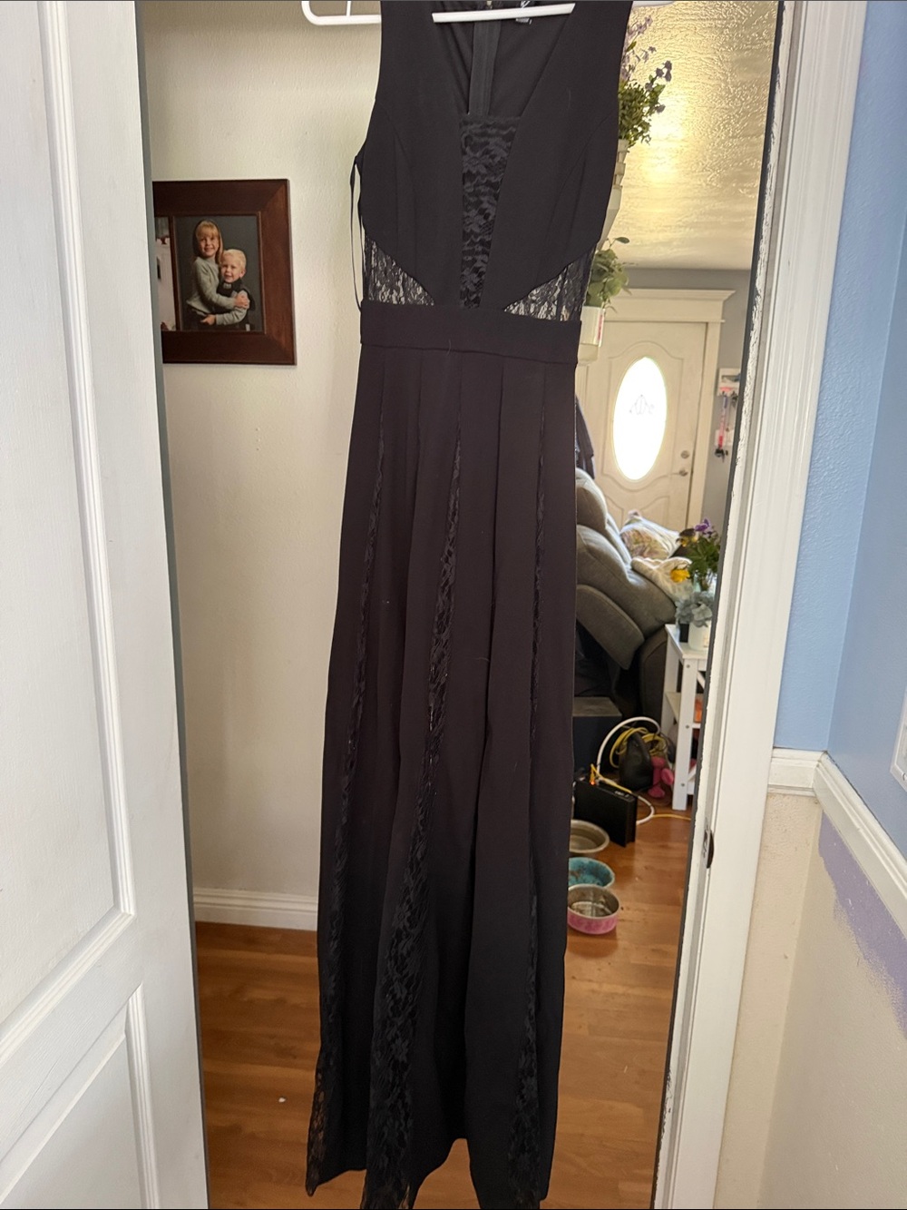 Windsor Sleeveless Black Lace-Panel Maxi Dress - Women's Evening Dress Sz S
